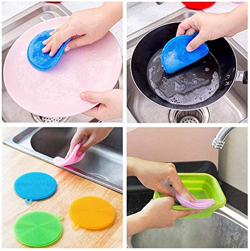 Evsofmlf Silicone Sponge 9 Pack Sponges For Dishes Silicone Scrubber Dish Brush Kitchen Cleaning Sponges Silicone Dishwasher-Safe Brush Pad Double Sided For Kitchen (9 Pack-New) #TOP6