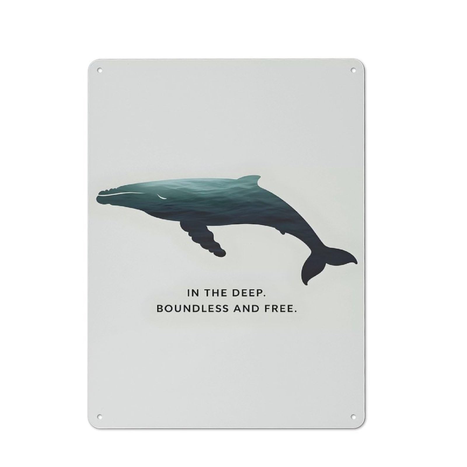 Junmoney Whale Silhouette With Ocean For Home Office Or Studio, Retro Metal Wall Sign 40X30cm, For Vintage Wall Decor Fans, For Metal Sign Collectors
