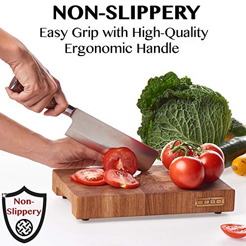 Vegetable Knife - Japanese Chef Knife - Usuba - Sharp Knife - Kitchen Knife - Stainless Steel High Carbon Pro Chef Knife - 7Inch Dicing Mincing Veg Knife - Best Gift in Stylish Gift Box