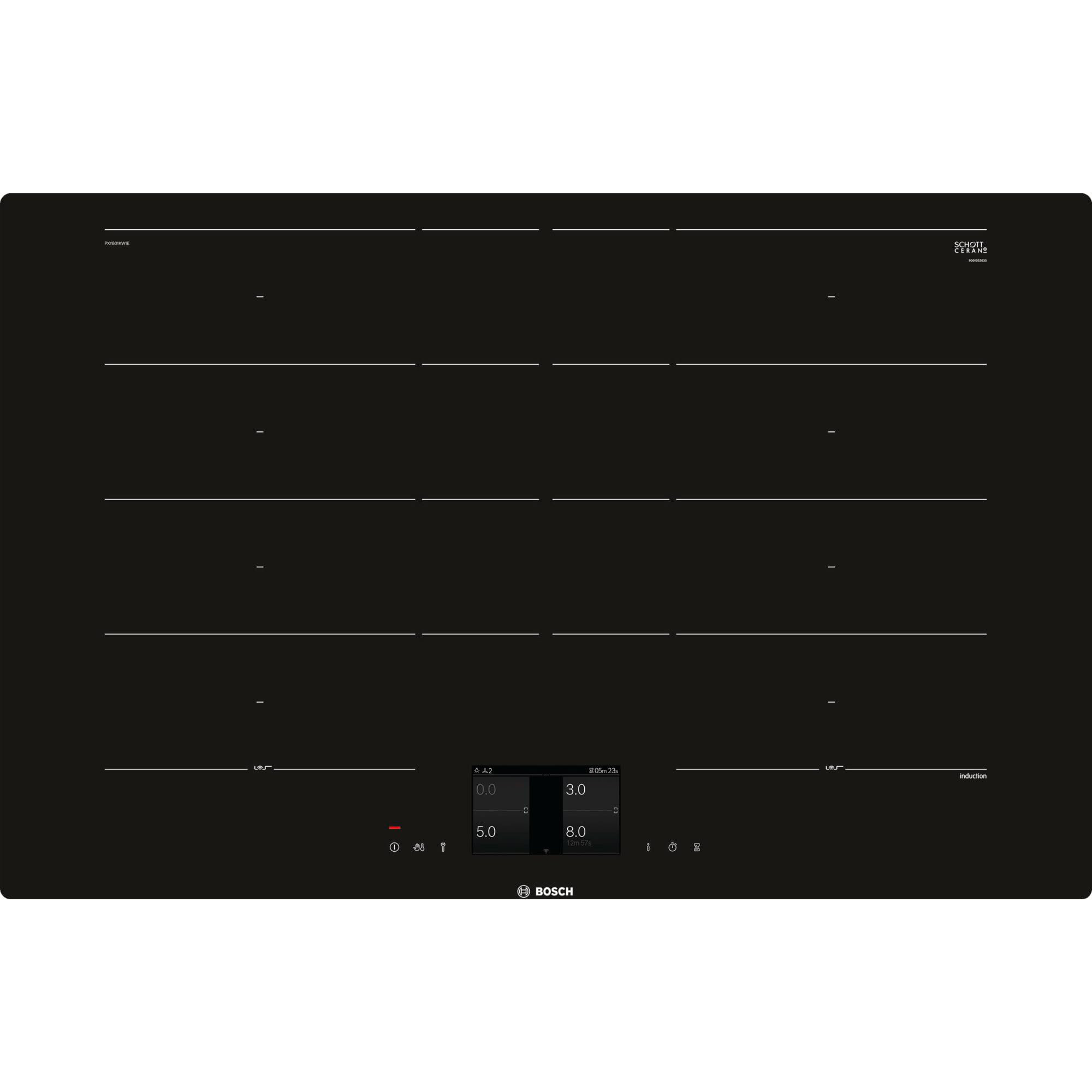 Bosch 8 Series pxy801kw1e Integrated – Plate (Built-in, Induction Plate, Glass and Ceramic, Black, 3300 W, 400 x 230 mm)