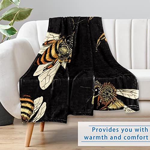 Couverture chaude et douce lit 150x100 cm imprimé abeilles