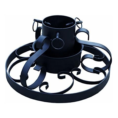 Spetebo Metall Weihnachtsbaumständer im antiken Design - 35 cm - Christbaumständer mit Wasserschale -Tannenbaum Ständer schwarz für Bäume bis 250 cm Cover