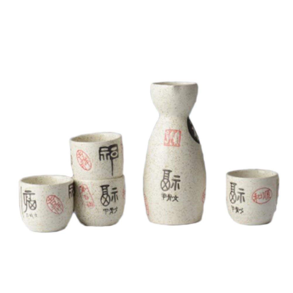 Ensemble de 5 pièces Exquis de saké Japonais en Porcelaine, Tasses en céramique Traditionnelles, Verres à vin à température artisanale-A21