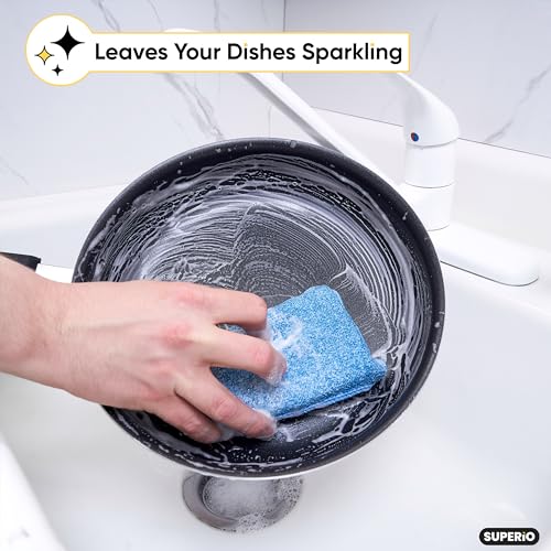 Image of Miracle Microfiber Scrubbing Sponge, Blue Extra Scrubbing Power Kitchen Sponge, Sink, Pot, Pan and Dish Washing, Super Absorbent and Rapid Drying, 3-Pack, by Superio