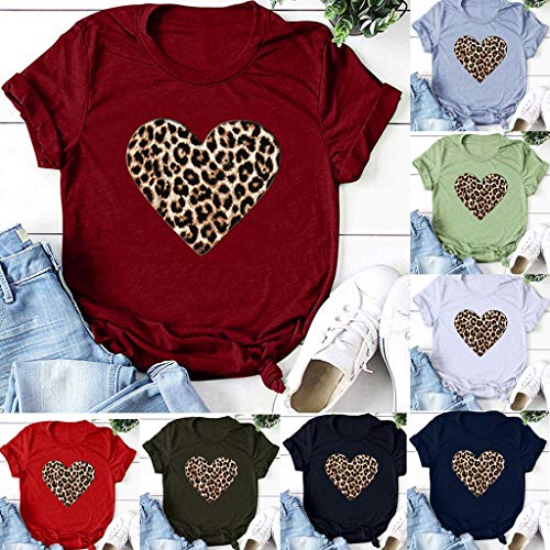 T Shirts for Women Plus Size,Valentines Day Shirt Love Heart Print Shirt Top T-Shirt Short Sleeve Cute Graphic Tee Shirts - Image 4