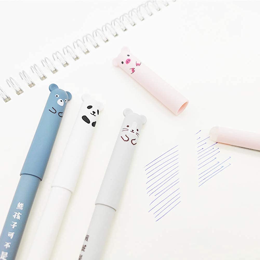 MROOFUL 60 Unids Friction Pen Recarga Conjuntos Borrable Negro Azul Gel Tinta Rodar Lindo Gato Amantes De Los Animales Regalo Escuela Suministros De Oficina (azul