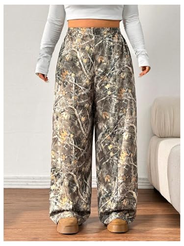 SOLY HUX Women's Plus Size Camo Pants High Waisted Wide Leg Casual Baggy Sweatpants Streewear4