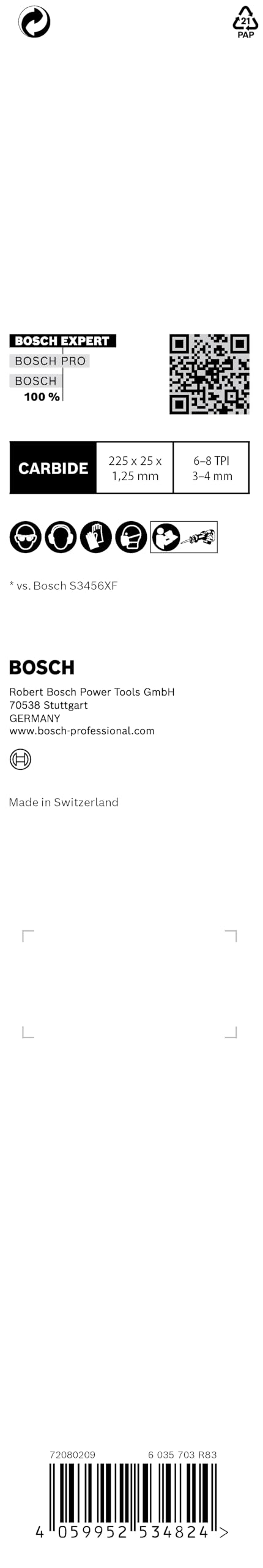 Bosch Professional 3x Lame per Seghe Universali Expert `Multi Material` S 1156 XHM per Ghisa, Lunghezza 225 mm, Accessorio Sega Universale