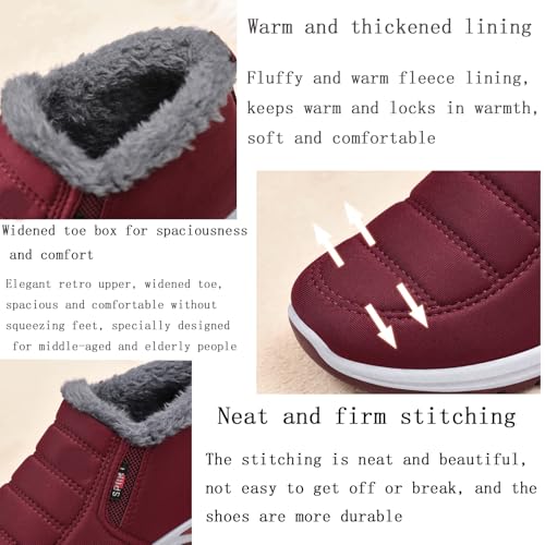 Men's Winter Boots Waterproof Slip-On Warm Lined Boots Ankle Boots Lightweight Waterproof Outdoor Winter Deep Grain Rubber Sole for4