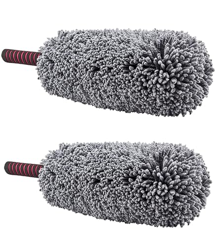 Thecom ハンディモップ 洗車モップ 洗車ブラシ 伸縮 車用 カーダスター 伸びる 車用ほこり取り モップ ダスター 伸縮 73CM ボディ ホイール用 傷防止 軽量 (2)