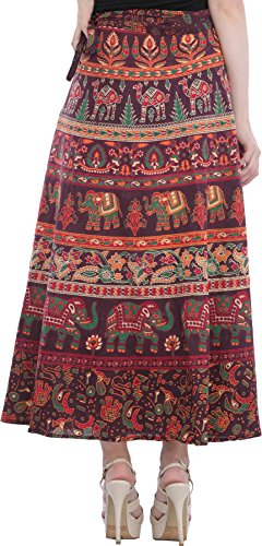 Wrap-On Long Skirt with Printed Elephants and Camels4