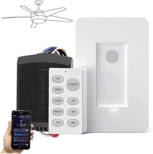Kit de control remoto de ventilador de techo Wi-Fi inteligente interruptor de control remoto inalámbrico montado en la pared y receptor compatible