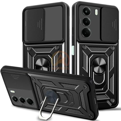 Image of Armor Bumper Back Cover Case for OnePlus Nord CE 6 Lite 5G Rotating Camera Cover, Ring Holder & Kickstand | Heavy Duty & 360 Degree Protection OnePlus Nord CE 6 Lite 5G Back Cover (Black)