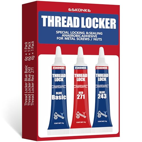 ESKONKE 3 Pack Thread Locker Blue 243 + Basic + Red 271, Nuts Bolts Threadlocker Lock Tight & Seal...