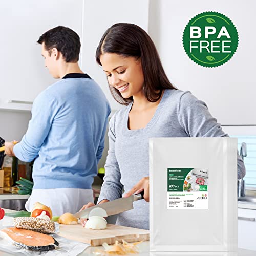 Bonsenkitchen Vacuum Food Sealer Bags 100 Quart 8" X 12", Bpa Free, Commercial Grade Textured Food Vacuum Sealer Bag, Thick Embossed Bags For Food Storage And Sous Vide Cooking #TOP5