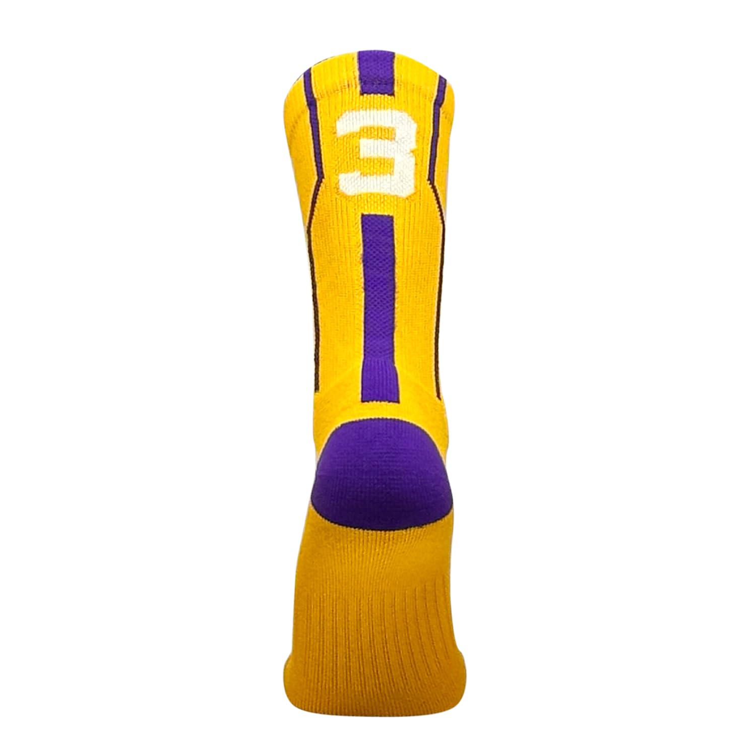 Mk SocksPlayer ID Jersey Number SINGLE Crew Sock - Gold, Purple, White