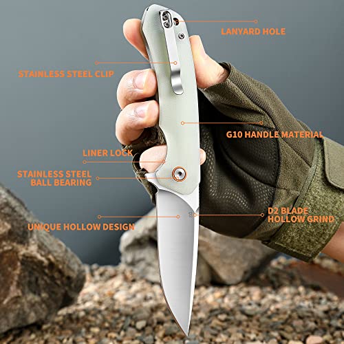 Sumaco Folding Knife Pocket For Men Knife Tactical Knife G10 Handle Edc Knife D2 Steel Blade Camping Outdoor Fishing And Everyday Carry Self Defense Pocket Samurai Folding Knifes #TOP1