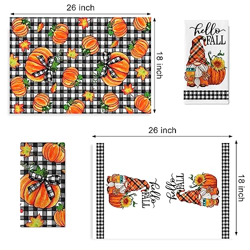 Seliem SE-US-0594 Hello Fall Gnome Pumpkin Kitchen Dish Towel 2 Set thumb #1