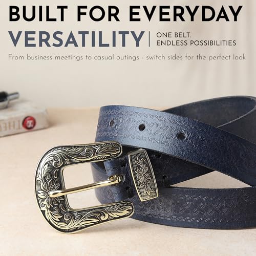 Image of 25mm Genuine Leather Waist Belt for Women - Fancy Vintage Buckle Belt For Jeans | Stylish Adjustable Party Belt For Ladies /Girls /Women | Waist Size 28-44 Inches