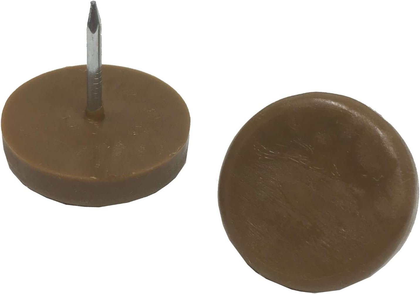 Desunia 1" Dia. Nylon Slider Glides for Chairs, Stools, & Tables - Protects Your Floors as Furniture Slides Like Magic Over Tile, Carpet, & Hardwood - Brown - Box of 50