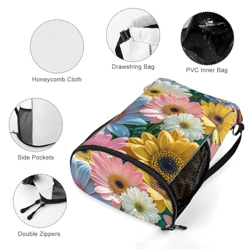 Flowers As Background Drawstring Backpack, Dry Wet Separate Gym Bag Unisex Sports Drawstring Bag for Work, Fitness 5