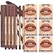 Beauty Glazed 6pcs Nude Brown Lip Liner Makeup Set - Waterproof & Smudge-Proof Matte Pencil, Long-Lasting & Durable, Smooth & Easy Glide, Non-Smudge, Contouring, Filling & Layering (NUDE-PINK Set)