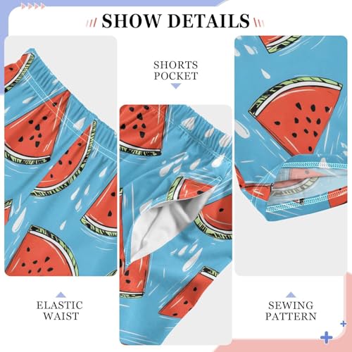 ALAZA Red Watermelon Water Drop Pajama Lounge Pants Long Sleep Pajama Bottoms with Pockets4