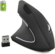 Left-Handed Mouse, Rechargeable 2.4G Wireless Ergonomic Vertical Mice with USB Receiver, 6 Buttons and 3 Adjustable DPI 80...