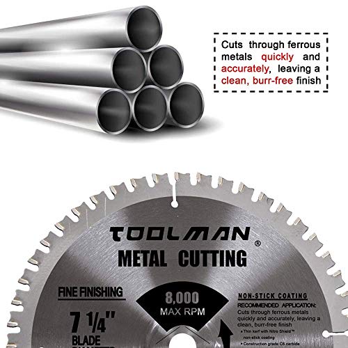 Toolman Premium Multifunctional Carbide-Tipped Circular Saw Blade Universal Fit 7-1/4" 48T 5/8" Arbor Table Miter Cutting For Metal Cutting Sth004 #TOP5