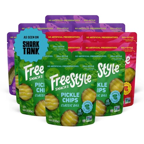 Freestyle Snacks Pickle Variety Snack Packs - 3 Flavors of All Natural Fresh-Packed Deli-Style Pickles - Non-GMO Kosher Gluten-Free Low Calorie Snacks - 3.5 Ounce (12 Pack)