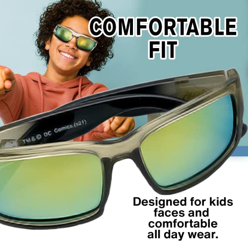 DC Batman Black Tinted Sports Wrap Kids Sunglasses - Stylish & Durable UV-Protective Batman Sunglasses w/t Soft Carrying Case - Officially Licensed2