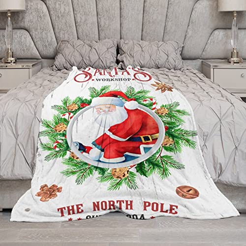 Plaid réversible duveteuse couronne de Père Noël cadeau idéal