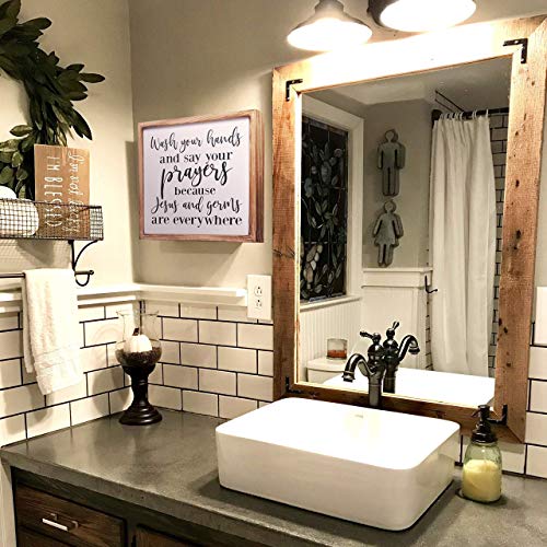 Athena's Elements Bathroom Decor, Wood Decor, Framed, Wash Your Hands, 12"*12" inches, Bathroom Sign, Cute Sign, Farmhouse by Athena's Elements - Used condition - Image 3