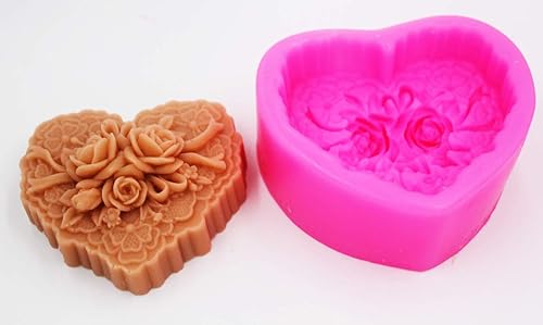 Miniatura 4 de Molde en forma de corazón de rosa para velas de jabón, moldes de silicona para dulces, chocolates, jabones, bombas, hornear, mentas de fondant