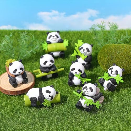 8 Figuras Miniatura de Panda en Resina para Decoración miniatura 4