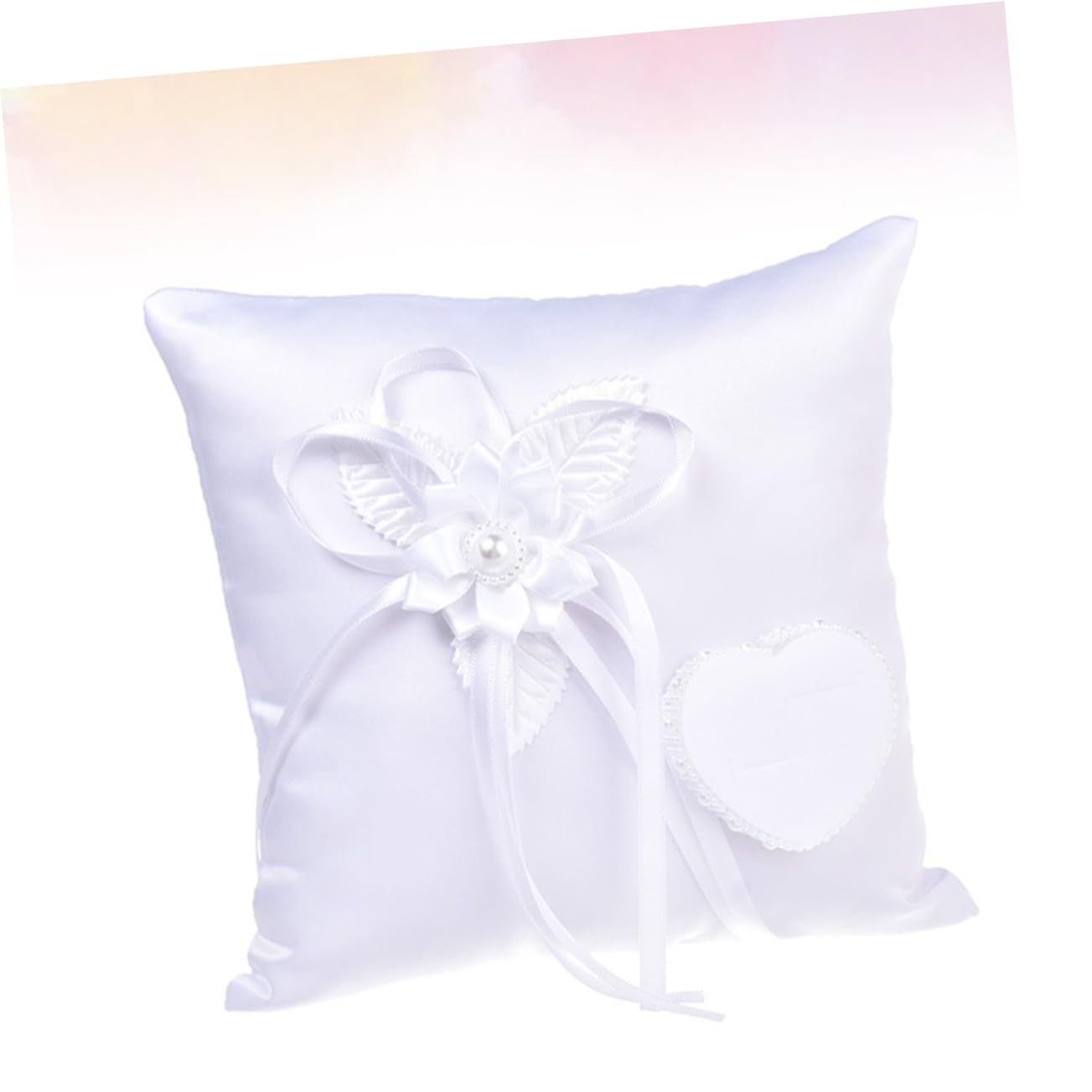MAGICLULU 3 Pièces Coussin d'alliances de Mariage Coussin d'alliances en Dentelle Oreiller pour Bague de fiançailles Wedding Decorations Oreiller de fête d'anneau de Mariage Blanche