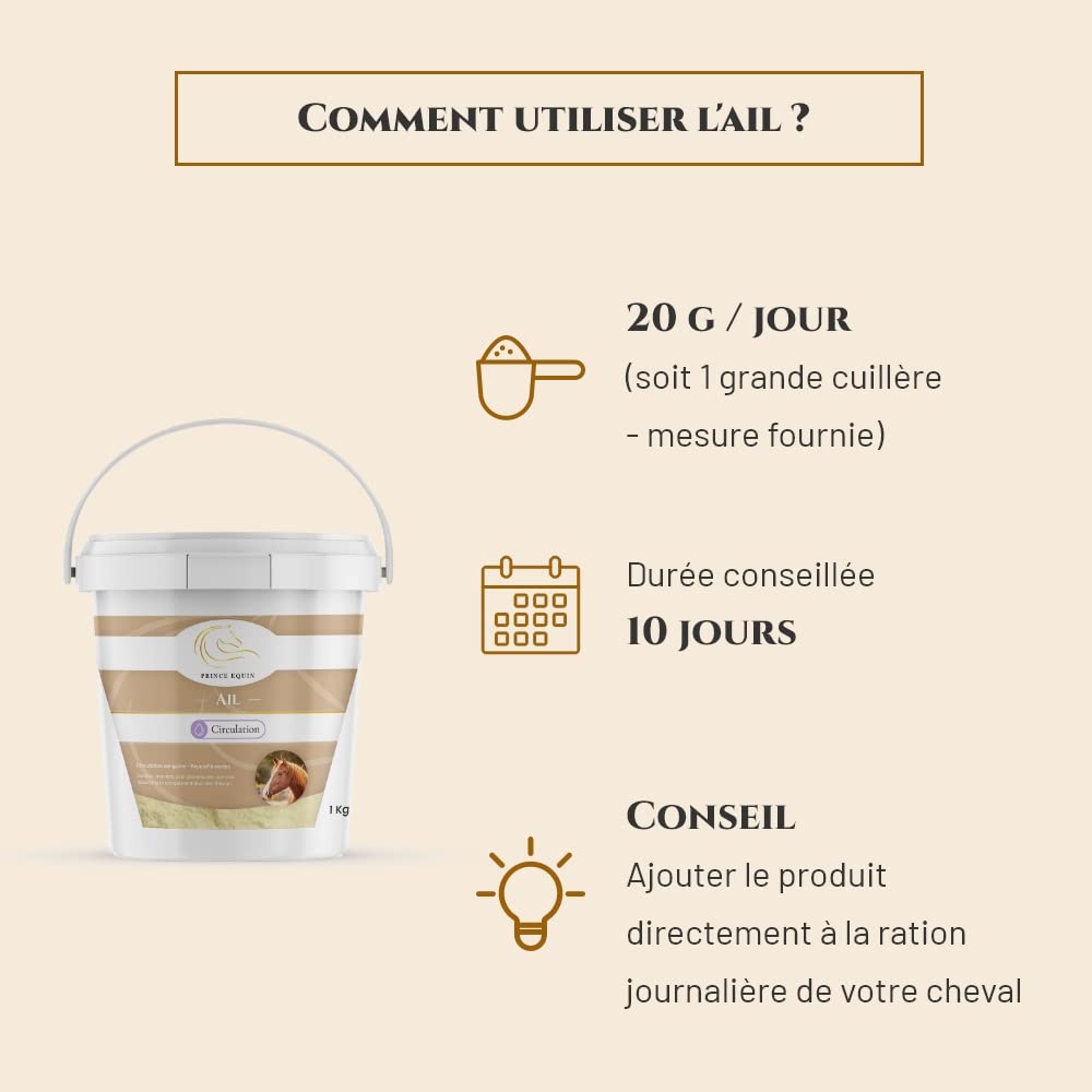 AIL - Complément nutritionnel Cheval - Seau 1 kg - Répulsif Contre Les Insectes - Circulation Sanguine - Soutien de la Respiration - Marque Française