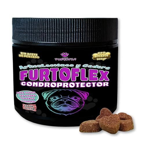 Furtoflex Condroprotector Premium para Perros con Glucosamina, Condroitina, MSM, Ácido Hialurónico y Piperina – Fórmula Avanzada para Salud Articular, Movilidad y Alivio del Dolor – 120 Masticables.