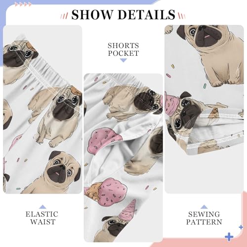 Pajama Pants Lounge Sleep PJ Bottoms Sleepwear Elastic Waist Drawstring S Fadou Ice Cream4