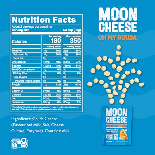 Moon Cheese Variety Pack, Cheddar, Gouda & Pepper Jack, Crunchy, Protein-Rich Cheese Snack, Gluten Free, Keto Friendly, 100% Real Cheese, 2 Ounce (Pack of 3)