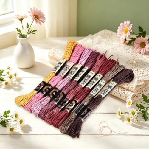 Image of 8 Skeins 70 Yards Dark Pink Embroidery Floss for Jewelry Knitting