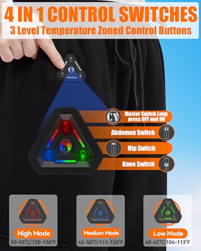 Women Heated Pants, 4 IN1 Control Switch Cargo Baggy Heating Sweatpants for Womens, Upgraded 7.4V 10000mAh Battery Pack2