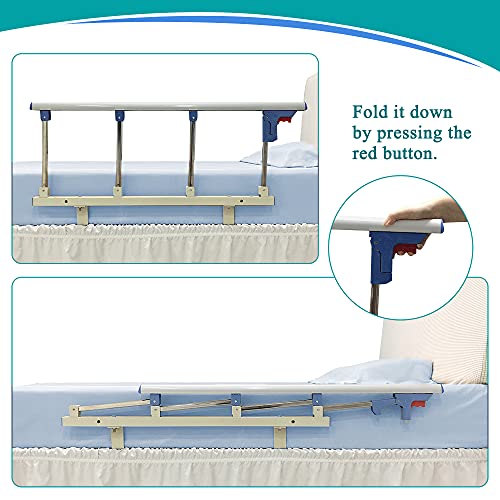 NEAUDE Bed Rails for Elderly Adults Rail Assist for Seniors Safety Bed Cane Guard Railing Bedrail Bar Collapsible Bed Side Grab Rail for Geriatric Handicap Handle Prevent Falling(37"x14", Only 1) - Thumbnail 5