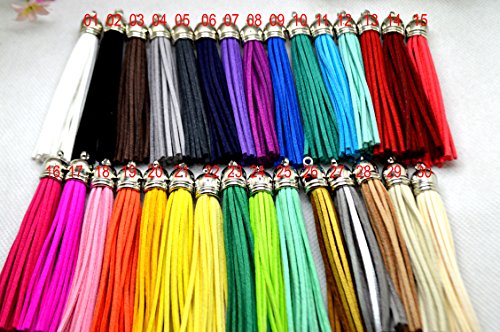 Pamir Tong 30Pcs/Lot Leather Tassel Cell Phone Straps Diy Earring/Necklace Charms (Silver Caps) #TOP4