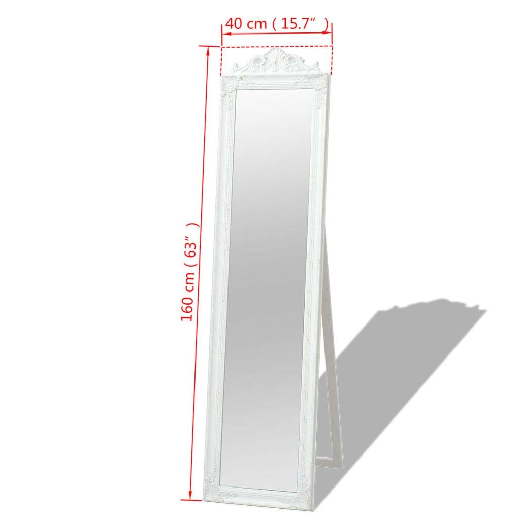 Festnight- Specchio da Pavimento in Stile Barocco 160x40 cm Bianco