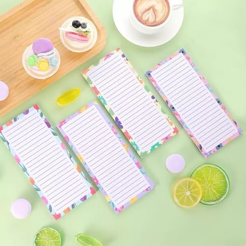 4 Stück Magnetische Notizblöcke 50 Blätter/Stück Einkaufsliste Magnetisch Kühlschrank To Do Listen Block Einkaufszettel BlocK für Kühlschrank To-Do-Liste Einkaufszettel Erinnerungshilfe 8,9 x 20 cm