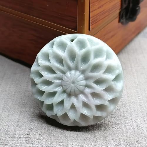 Natural Jade Pendant Necklace, Dahlia Flower Hand-Carved on AAA+ Quality Jade, Unisex Floral Necklace, Symbolizes Beauty, Determination, Dignity2