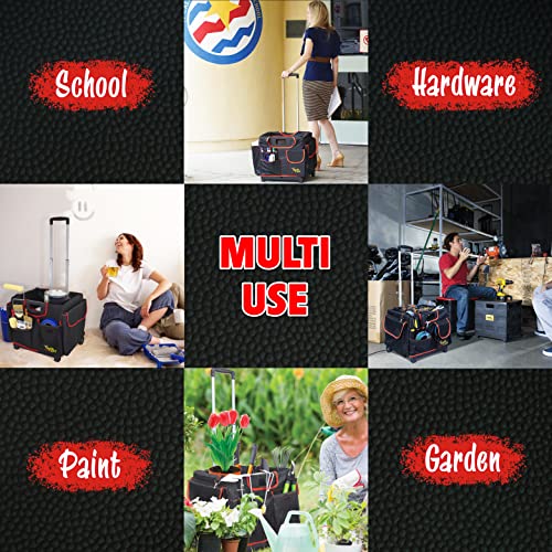 Dbest Products Quik Cart Pockets Bundle Caddy Organizer Teacher Tote Rolling Crate Mobile Tool Storage Fabric Cover Bag, Black #TOP5