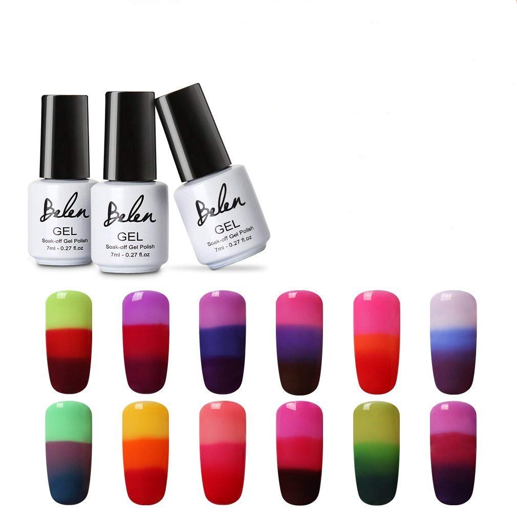 Gel Nail Polish Set, Belen 12pcs Temperature Color Changing