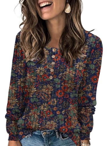 Image of DB MOON Womens Lightweight Sweaters 2026 Long Sleeve Henley Shirt Fall Casual Crewneck Tunic Tops